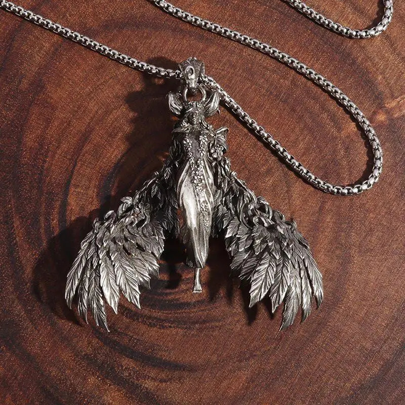 Gothic Evil Angel Witch Devil Pendant Necklace for Men and Women Punk Personality Trendy Cool Jewelry Gift 251023