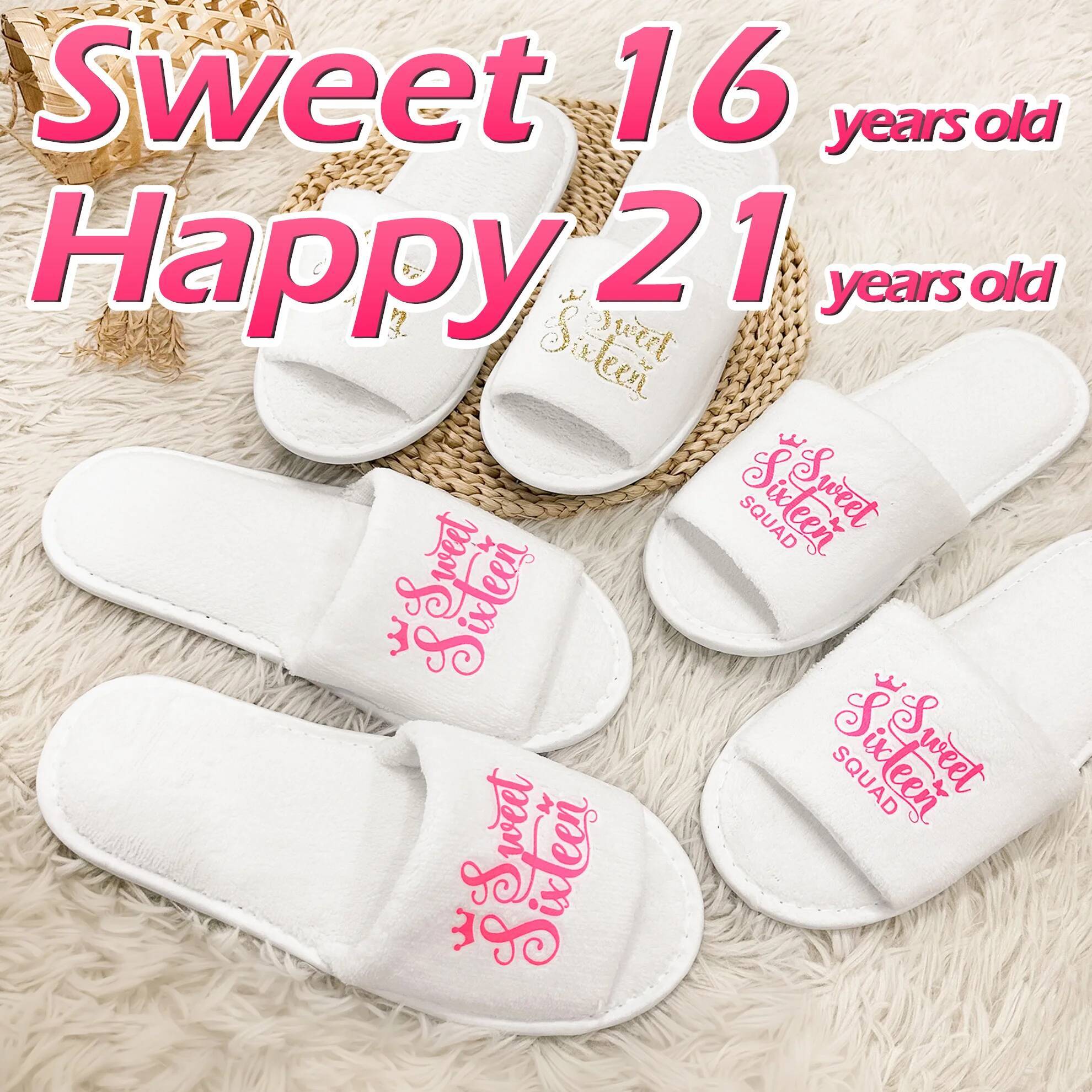 "Sweet Sixteen Squad" Printed Slippers, Lightweight Cozy,Perfect For Teenage Girl Squad 16th Birthday Party,Gifts for Daughters ddmythur