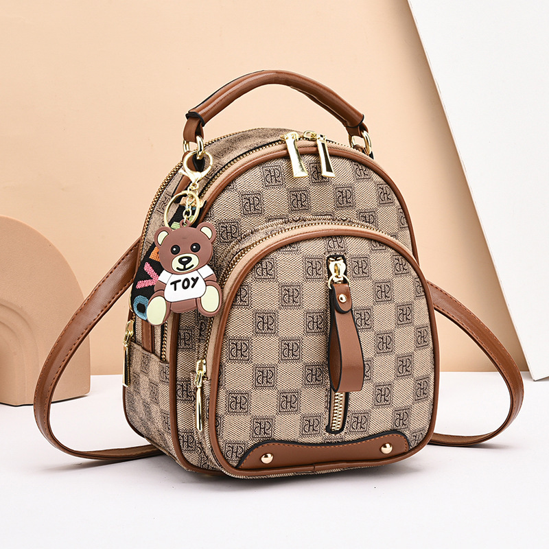 Luxury Brand Designer Bag 2025 New Super Hot Backpack Soft Leather Printed Contrast Color Women's Bag Simple Versatile Double Shoulder Bag For Wo