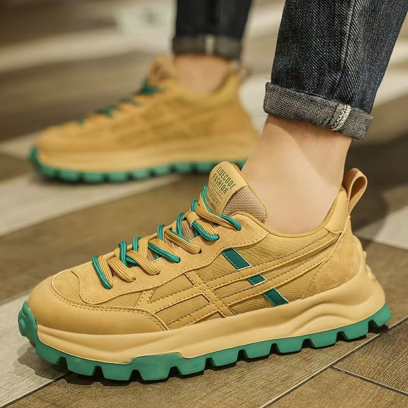 Retro Design Casual Shoes Pu Leather Thick sole Sneakers for Men with box free shipping