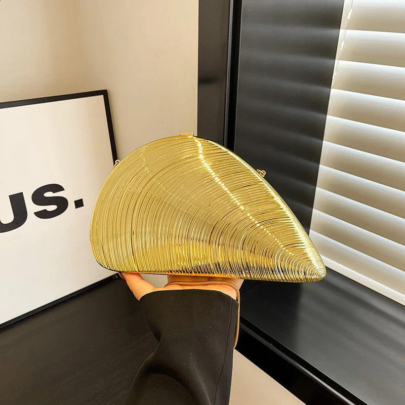 Creative Conch Shape Gold Purse For Women Silver Acrylic Box Bag Exquisite Handheld Evening Bag Shoulder Messenger Bag 251023