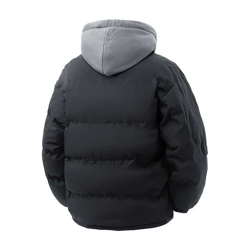 2025 Mens Warm Parkas Casual CottonPadded Jacket Winter Men Trendy Fake Twopiece Hooded Bread Cottonpadded Jackets Coats Z251024