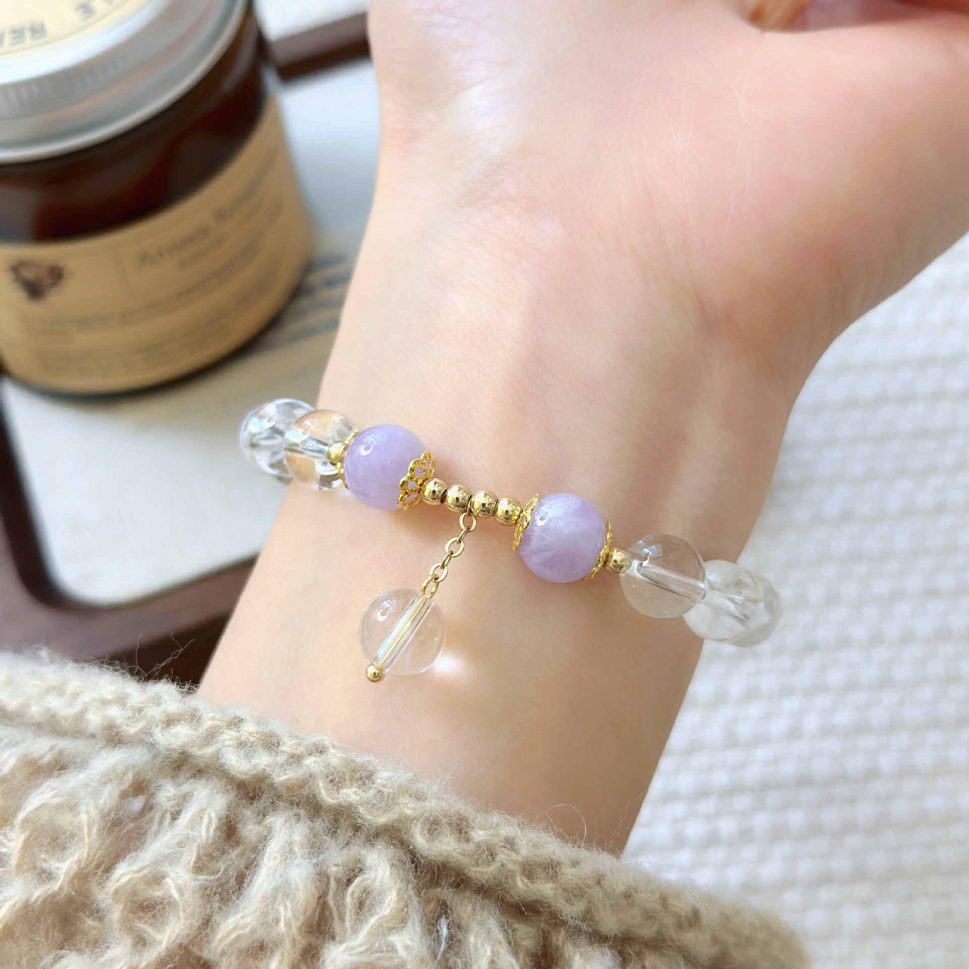 Lavender Amethyst Tassel Bracelet for Women - Single Loop Fashion Hand Chain