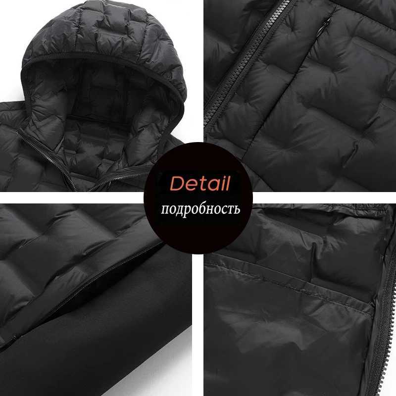 Winter Men White Duck Down Jacket Coat Men Waterproof Windproof Warm Hood Jacket Male Multi Pocket Ultralight Windbreaker Jacket Z251024