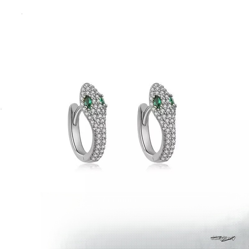 S Sterling Sier Serpentine Earrings For Women - Fashion Micro Zircon Inlaid Bright Hip Hop Style Ddmylovely