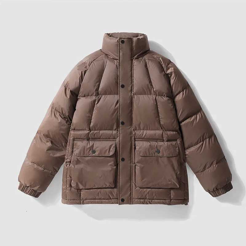Stand Collar Parkas Men Winter Thick Padded Jackets Coats Fashion Casual Solid Color Cargo Parkas Male Outerwear Z251024
