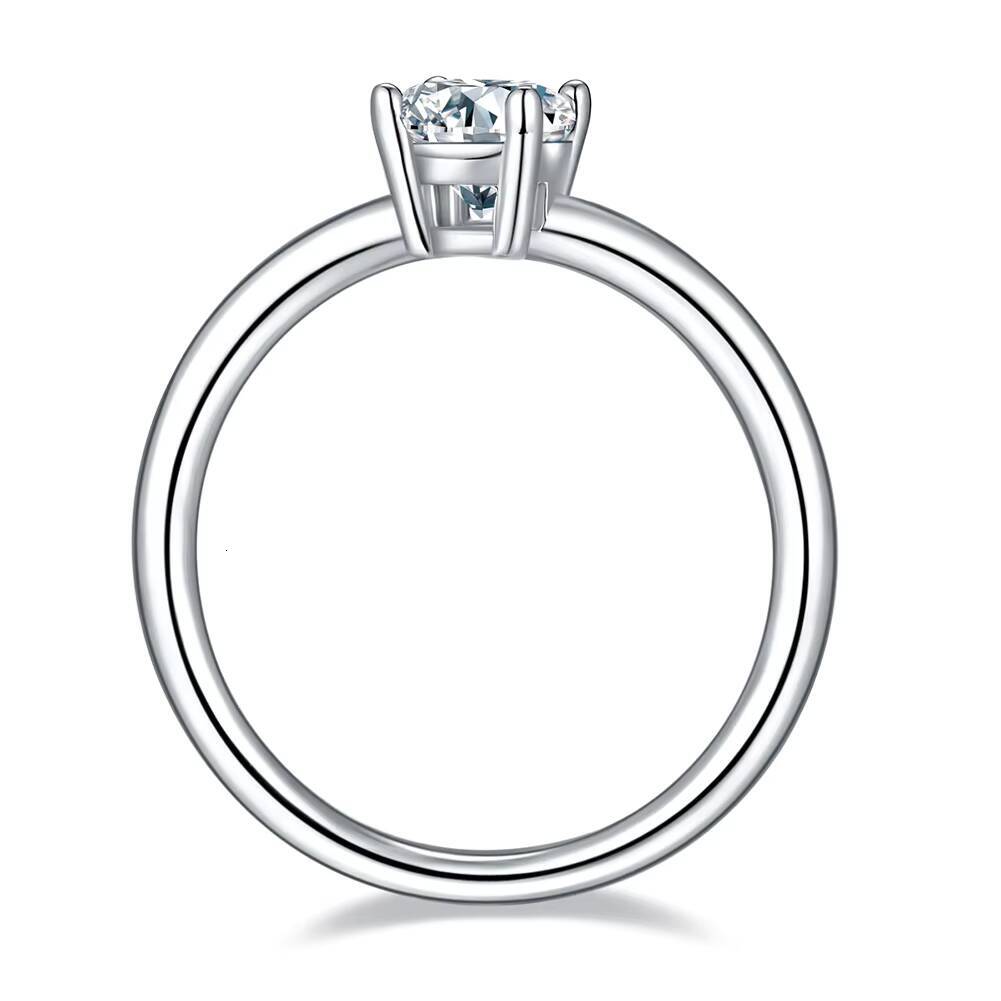 RINNTIN SMR54 Solid 925 Sterling Silver Center 1ct 5X7mm Oval Cut Moissanite Diamond Engagement Ring for Wedding