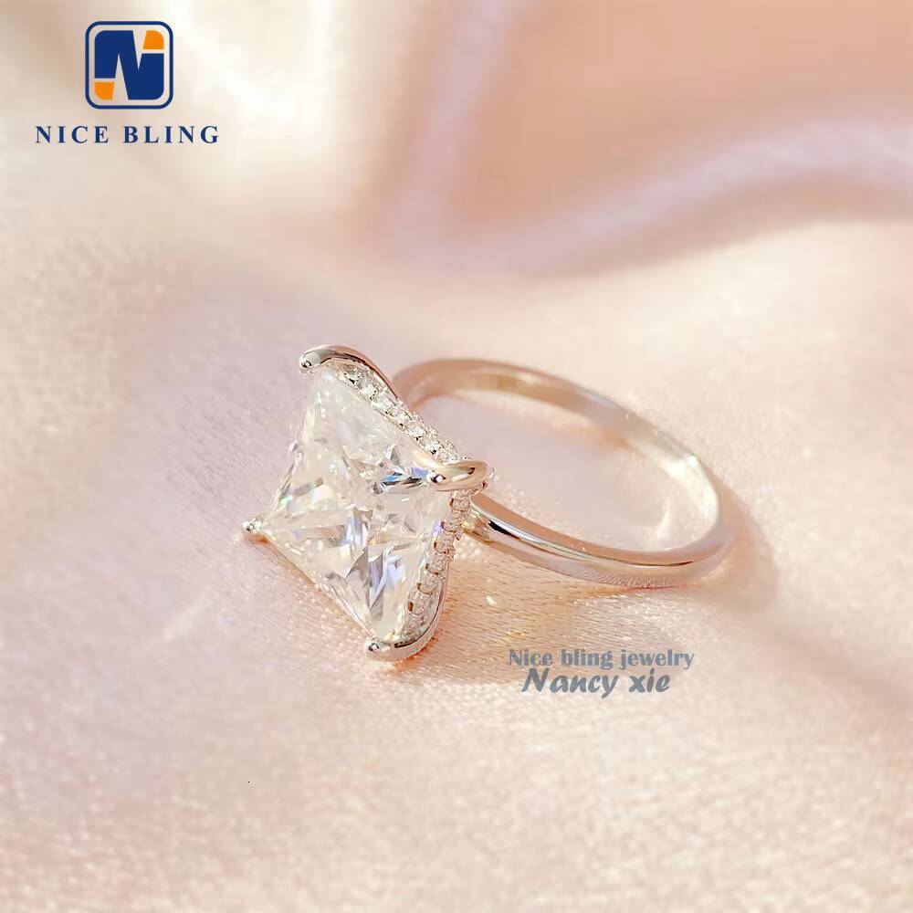 Moissanite Engagement Ring Solid Gold Jewelry Princess Cut Moissanite Ring Engagement Wedding Moissanite Ring