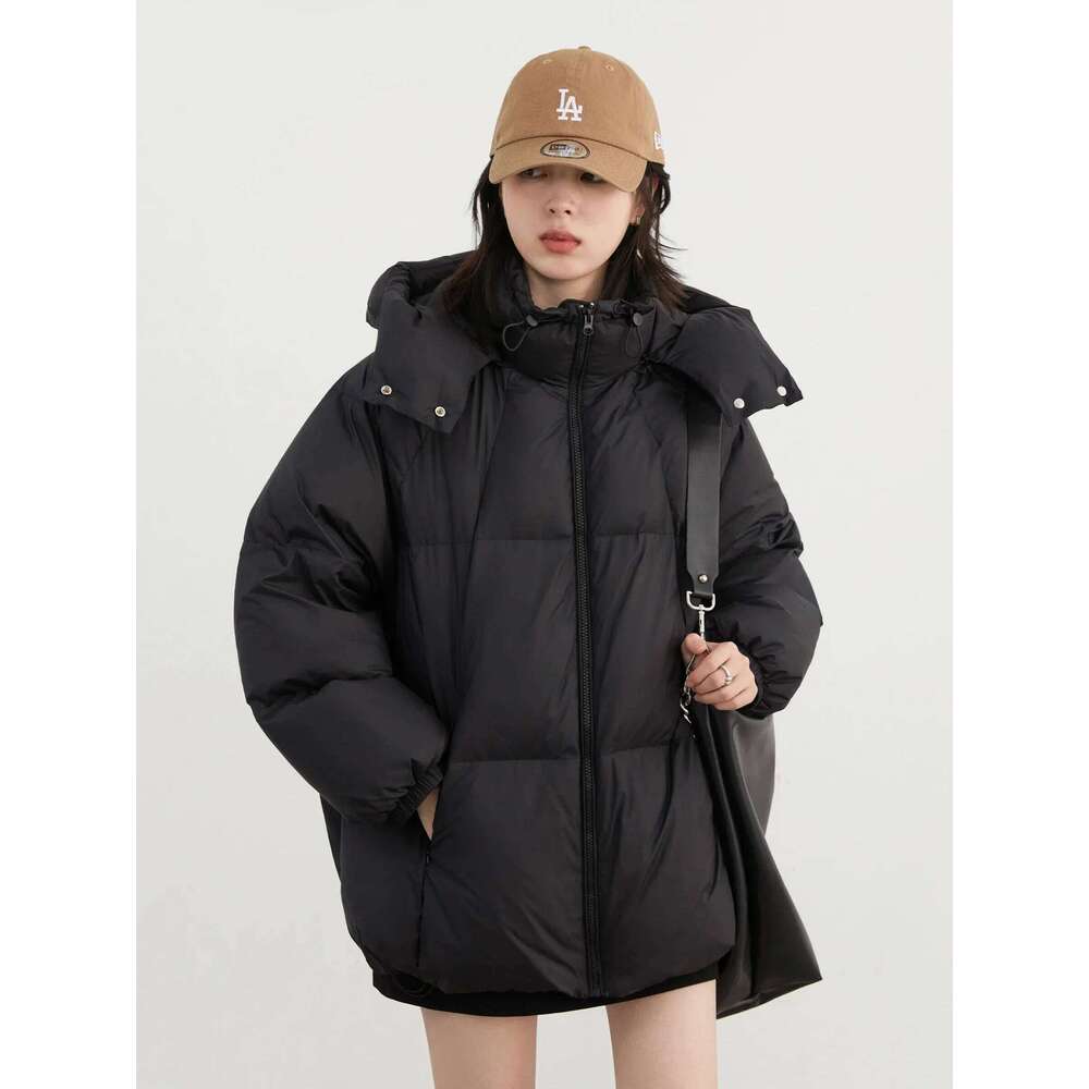 Women Coats Loose Solid Hooded 90 White Duck Female Down Medium Long Warm Jacket Autumn Winter 2025 Coats Designer Women
