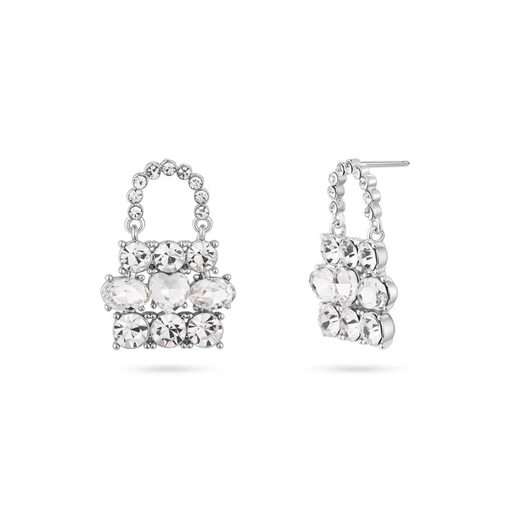 Gold earrings Luxury earrings S925 Silver Needle Pearl Hollow Square Earrings Light Luxury Retro High Grade Zircon Earrings Geometric Earrings Designe