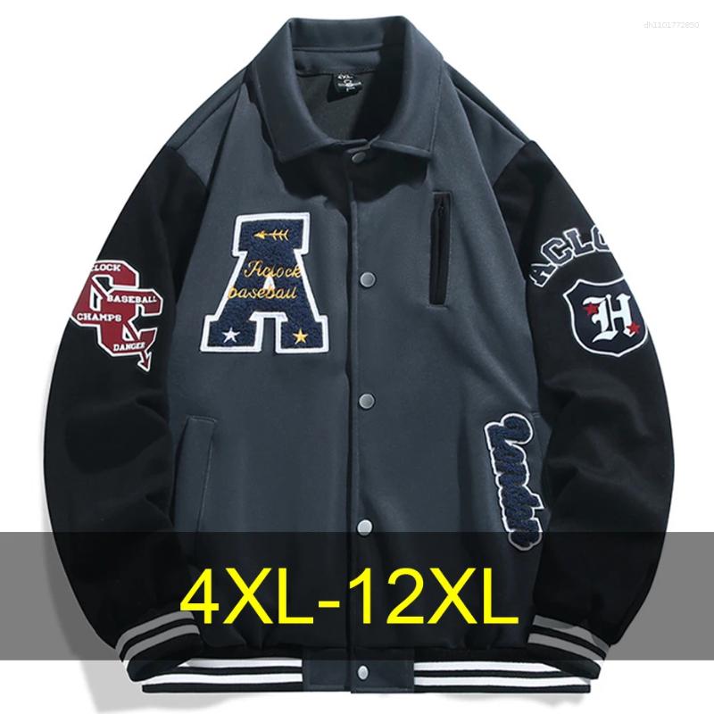 Men's Jackets 12XL Plus Size Varsity Jacket Men Patchwork Embroidery Baseball Spring Autumn Coat Male Big