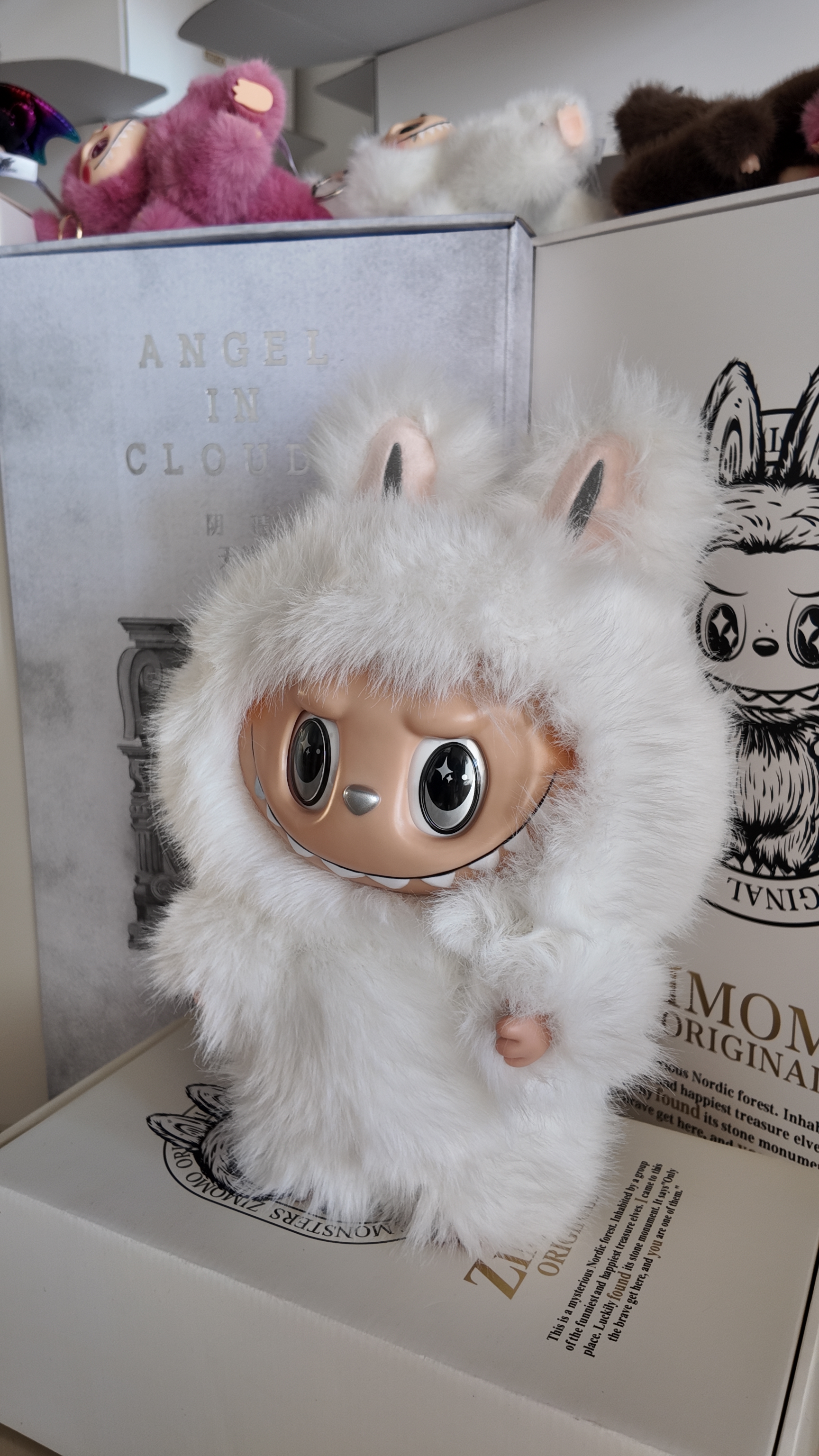 Presale 38Cm 58cm Labubu angel BigZimomo The Monster Leader White Limited Archangel Creative Change Doll Figure Vinyl Doll