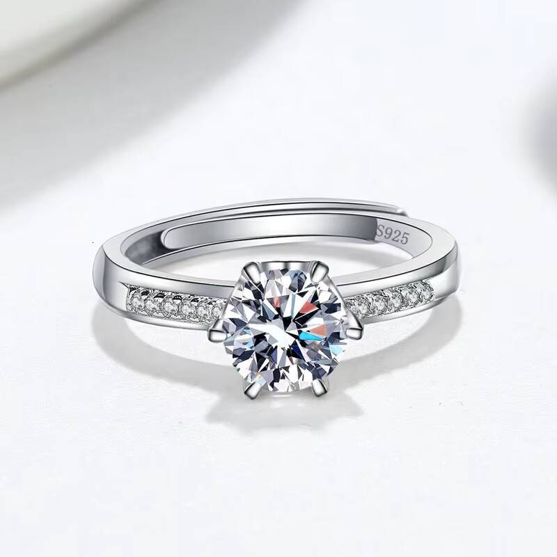 D Color VVS 1ct Moissanite Jewelry White Gold Sidestone Diamond 925 Sterling Silver Moissanite Engagement Rings for Women