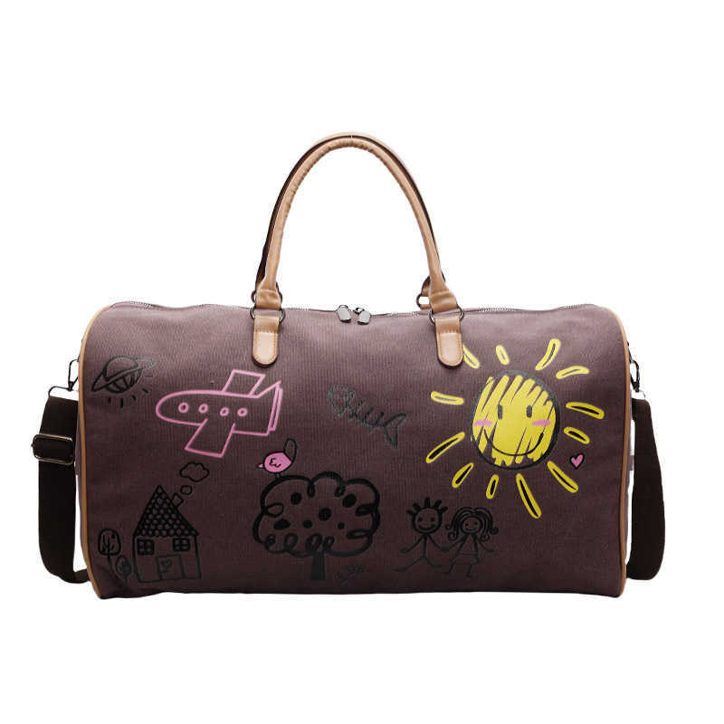 Graffiti Personality Travel Bag Trendy Fitness Bag Business Trip Luggage Bag Large Capacity Printed Yoga Bag