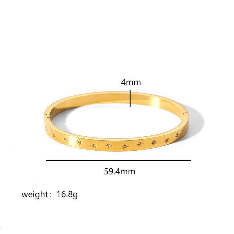Ins Style Titanium Hexagram Clasp for Women Gold-Plated Stainless Steel Inlaid Zircon Bracelet
