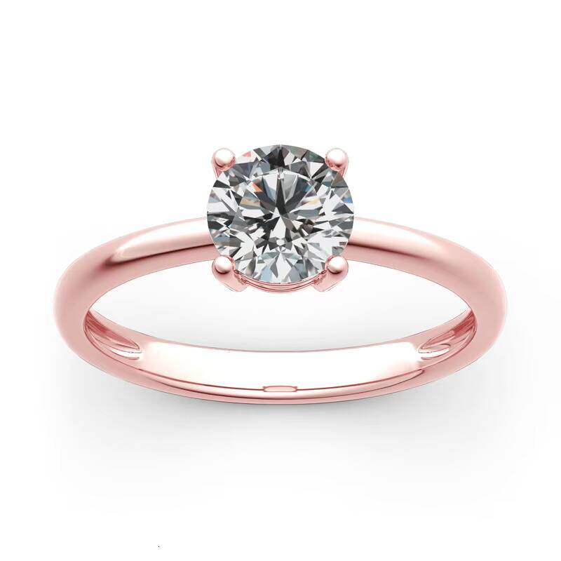 Classics Ring 10K14K18K Gold Round Cut Solitaire Ring Moissanite Diamond Women Luxury Wedding Rings