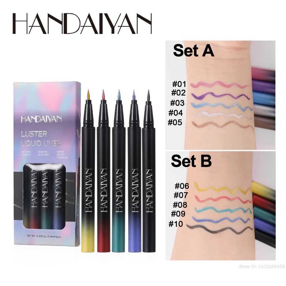 Metallic Gold Purple Liquid Eyeliner Pen Set High Gloss Highlighting Waterproof Quick Dry UltraFine Pearlescent Black Eye LineL251024