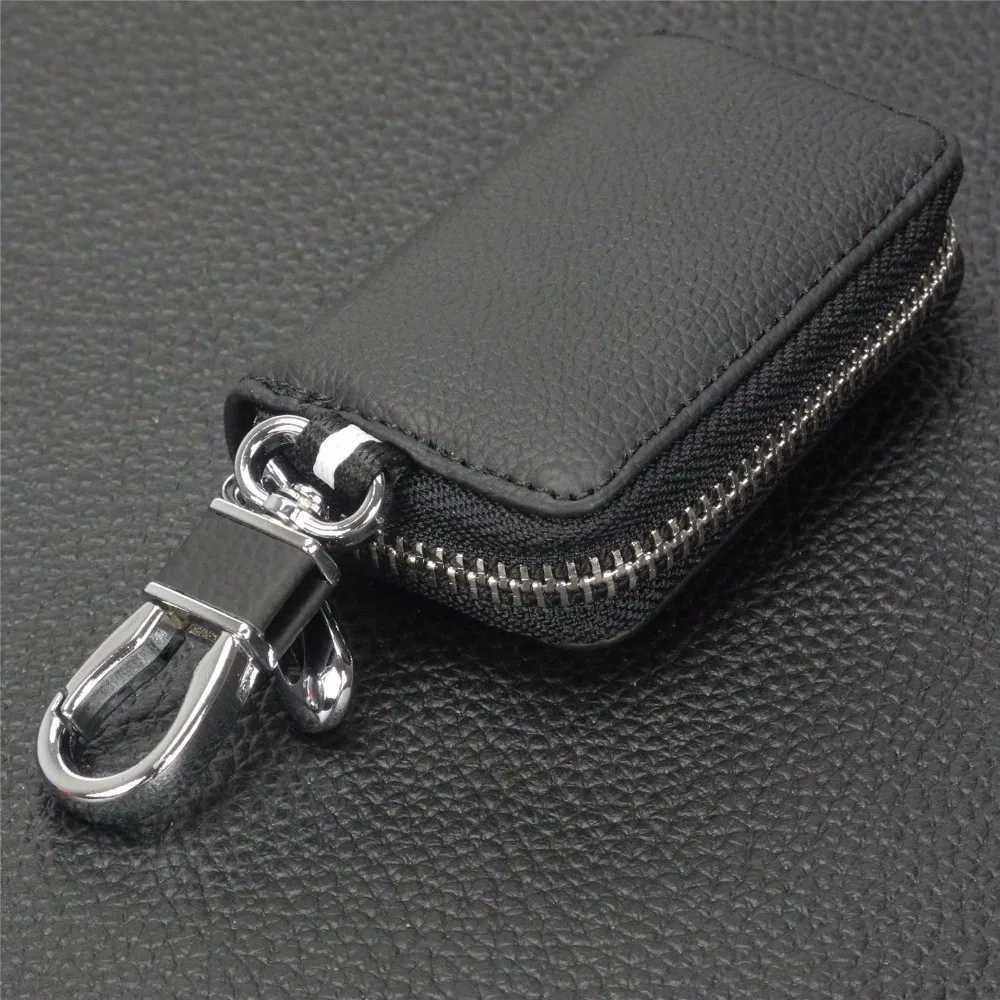 jingyuqin Fashion Genuine Leather Car Key Wallets Men Key Holder Housekeeper Keys Organizer Women Zipper Case Bag Pouch Purse Z251023