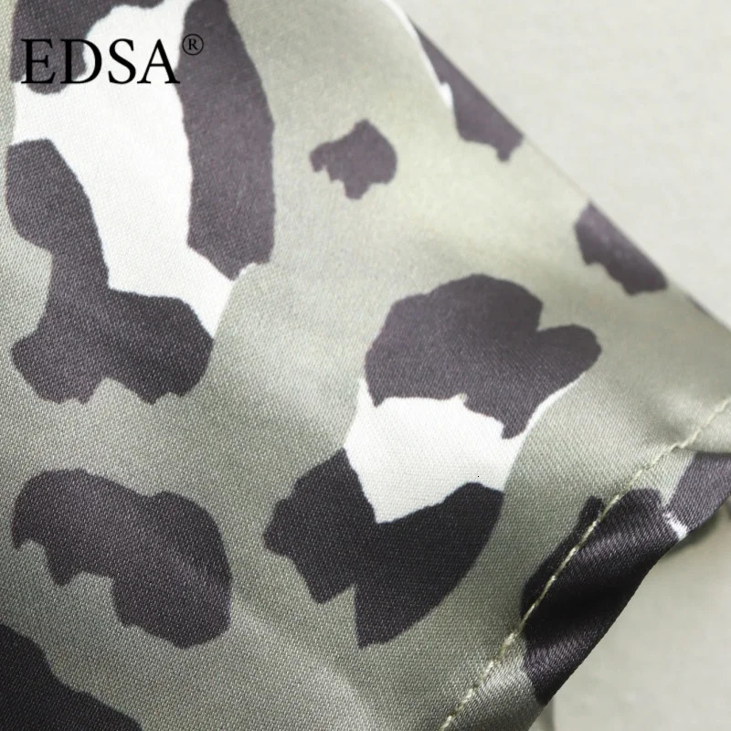 EDSA Women Green Leopard Print Satin Midi Skirt High Waist Straight Mermaid Skirts Female Casual Slim 251017