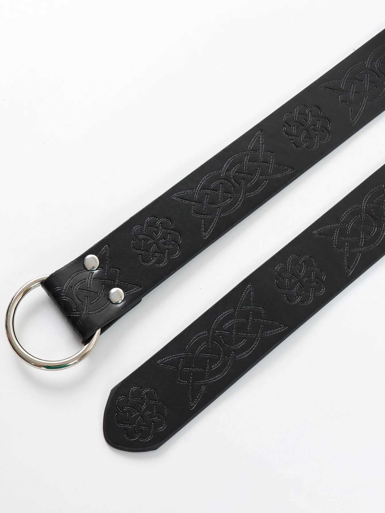 Viking Adventure Warrior Renaissance Belt Celtic Belt Mens Leather Medieval Belt Embossed Cosplay Costume Accessory W251024