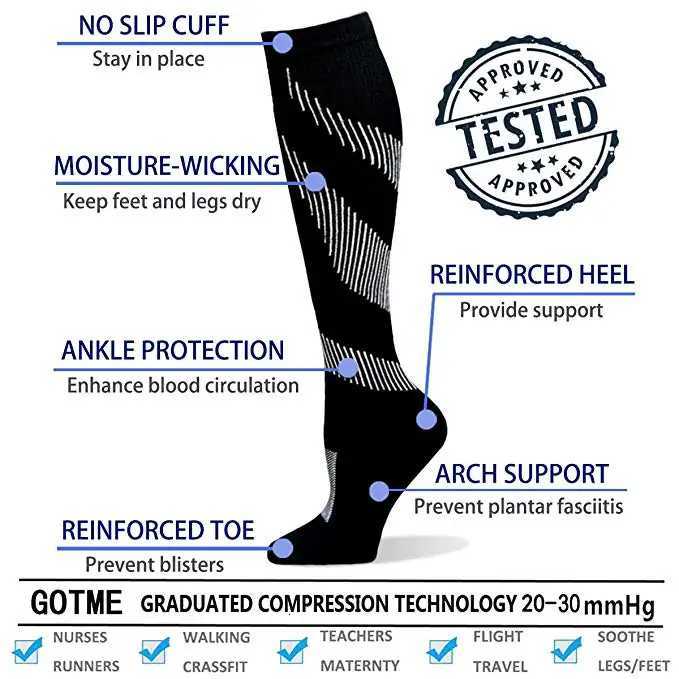 YS041 Compression Socks 2030mmhg High Stockings Men Sports Socks For Marathon Cycling Football Varicose Veins Pregnancy Nursing Y251024