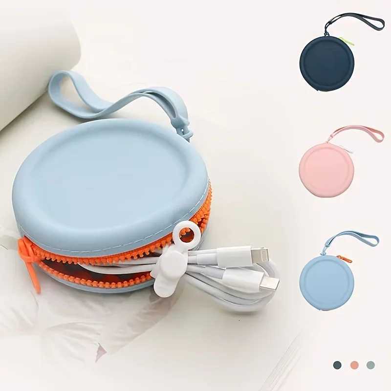Round Coin Purse Solid Color Earphones Data Cable Lipstick Storage Bag Portable Zipper Key Bag Z251023