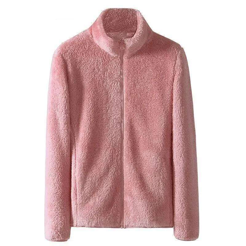 Thickened Coral Jacket Women's Autumn Winter High Collar Cardigan Fleece Lined Double Sided Veet Sweatshirt For Women