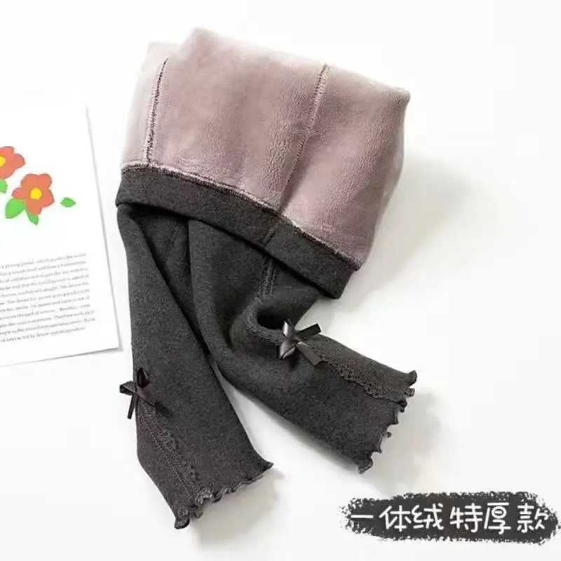 Girls Warm Leggings 2025 Winter New Fashion Casual Daily Thicken FleeceLined Solid Color Bowknot Pants Lining Color RandomT251024