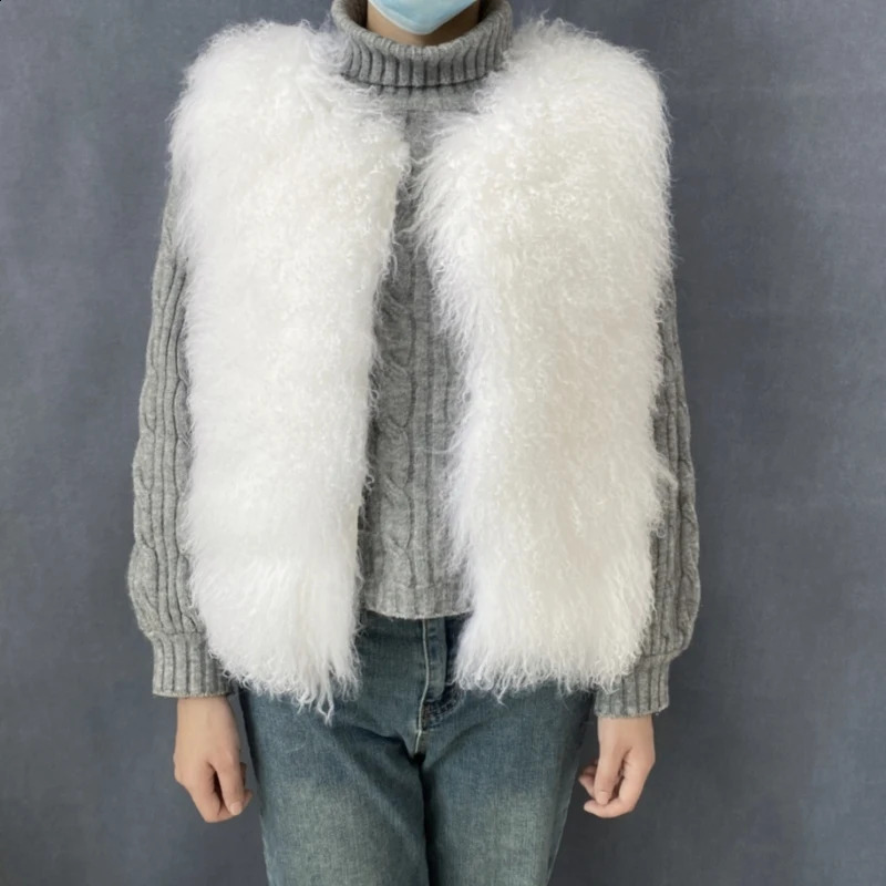 Womens ious Fluffy Warm Mongolian Sheepskin Short Vest Coat Spring Autumn Sexy Wool Outerwear Collection 251018
