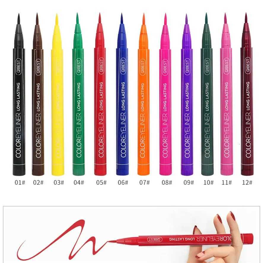 Makeup 12 Color Eyeliner Liquid Waterproof Easy To Wear Make Up Matte Eye Liner Blue Red Green White Gold Brown EylelinerL251024