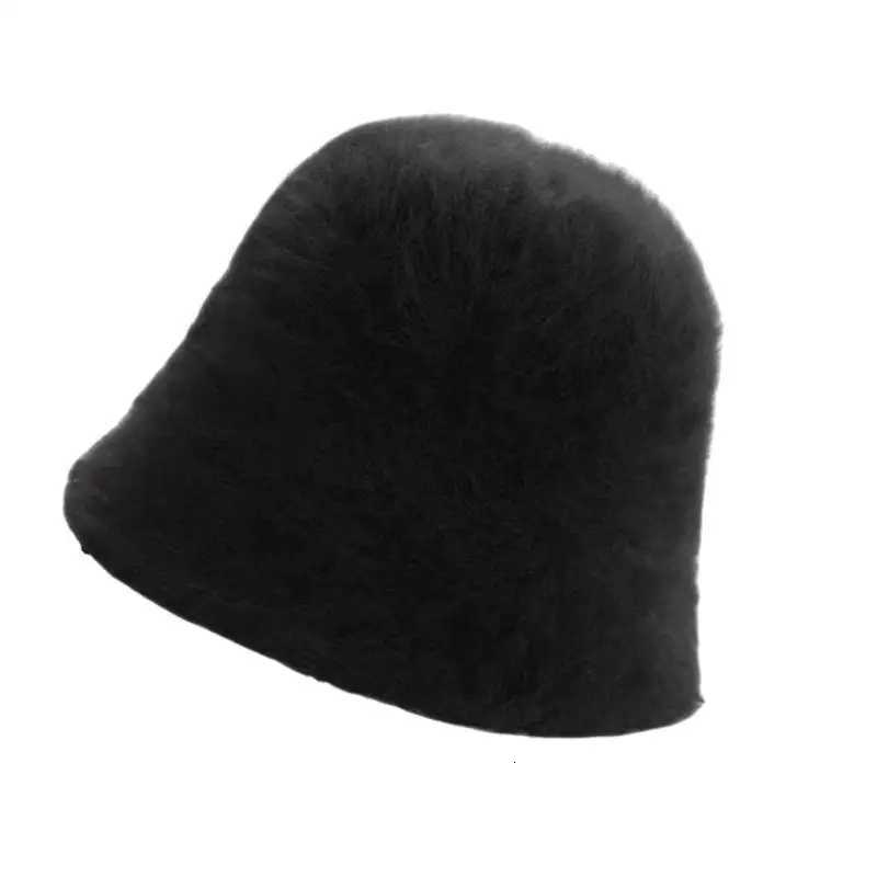 39BD Bucket Hat Warm Wool Fisherman Hat for Lady Shopping Walking with Solid ColorL251024