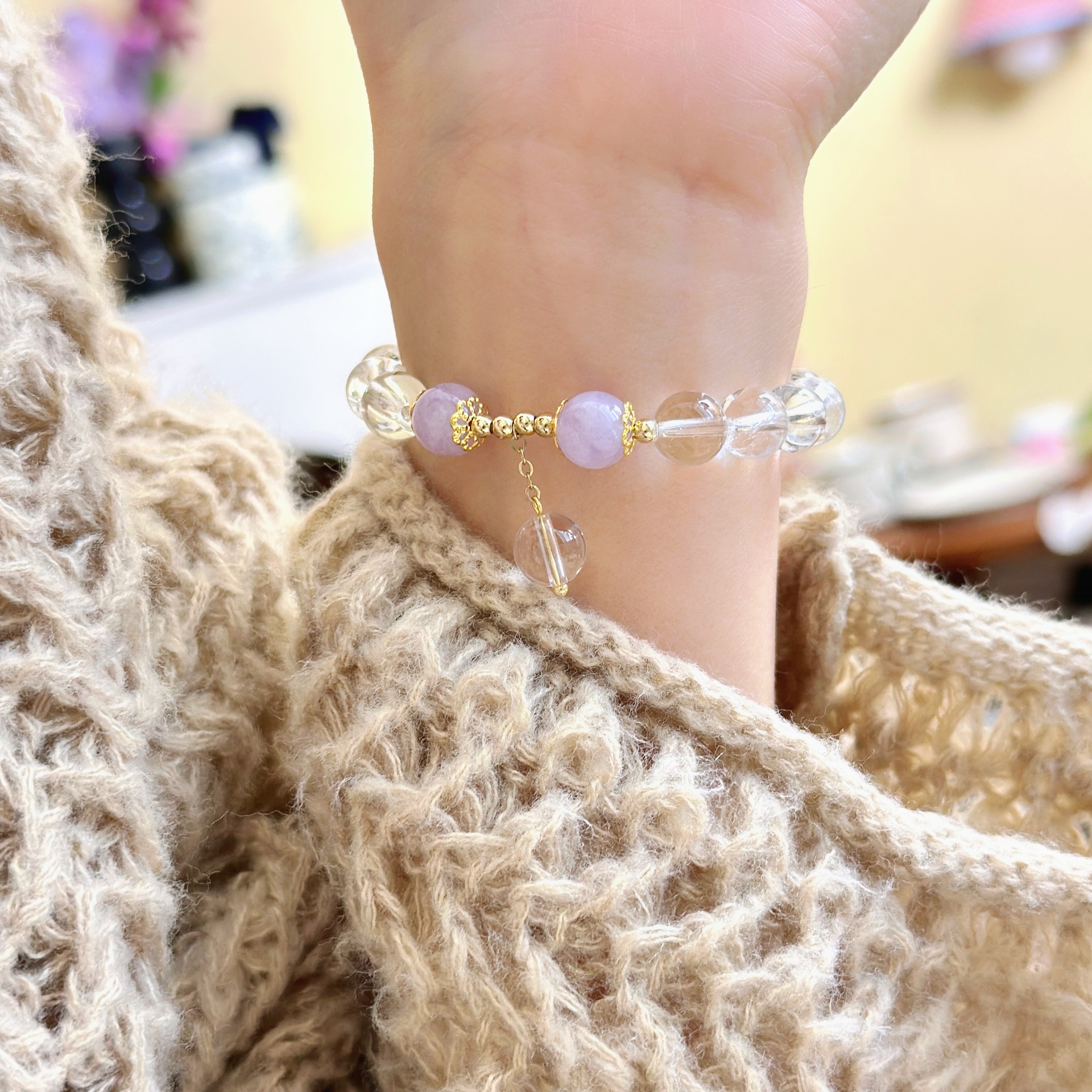 Lavender Amethyst Tassel Bracelet for Women - Single Loop Fashion Hand Chain