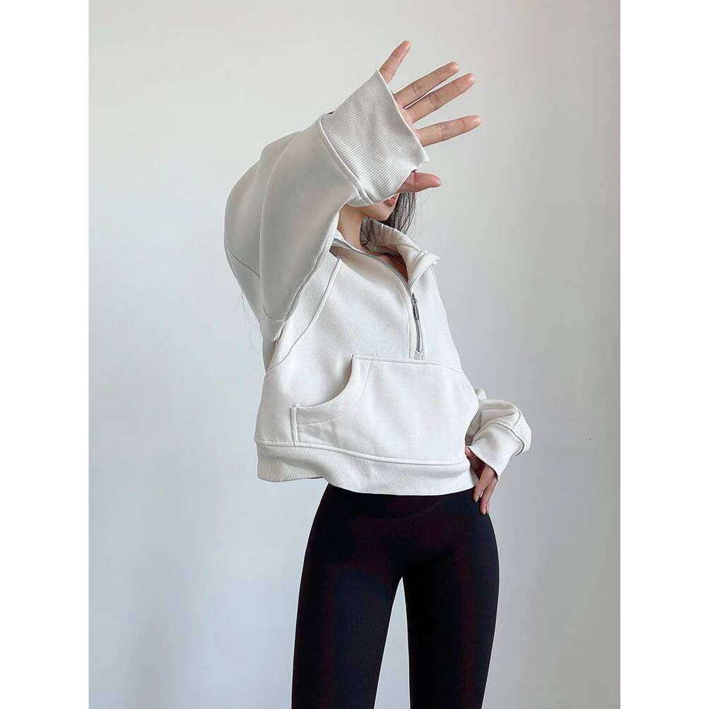 Women Pink White Oversized Zip Hoodie Female Fleece Half Zipper Lapel Sweatshirt Casual Streetwear Basic Warm Thick Pullovers
