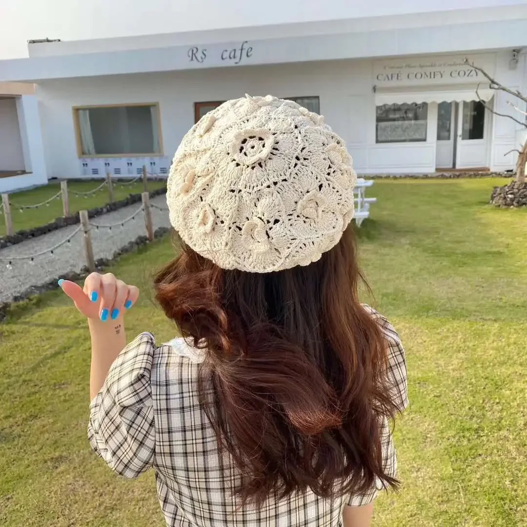 Womens Plain Color Knit Beret Hat Ladies French Artist Beanie Beret Hats Spring Casual Thin Acrylic Berets for Women 251023