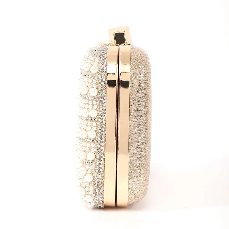 Ladies Pearl Elegant Evening Bag Fashionable Stylish Beading Wedding Dinner Party Banquet Dress Clutch Bag with Long Chain 251023