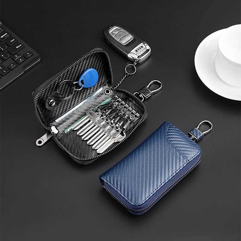 Carbon Fiber Fabric Keychain Unisex Key Bag Multifunction Organizer Wallet Holder Smart Housekeeper Car Small Case Keys Pouch Z251023