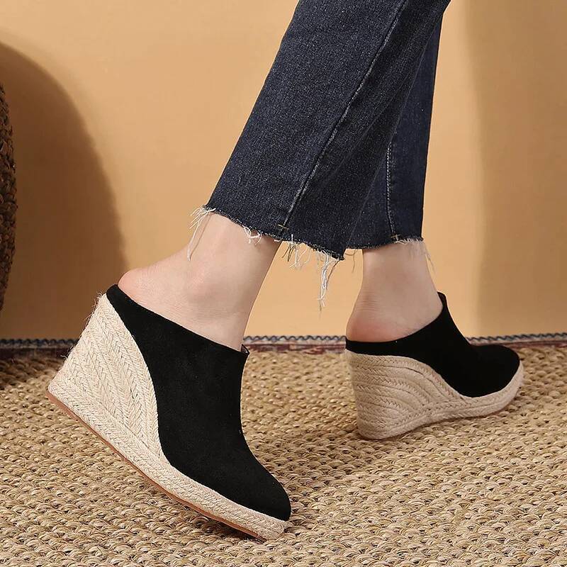 Wedges les Women high heel slipper sandals platform casual outdoor comfortable pumps pointed toe shoes ddmythur
