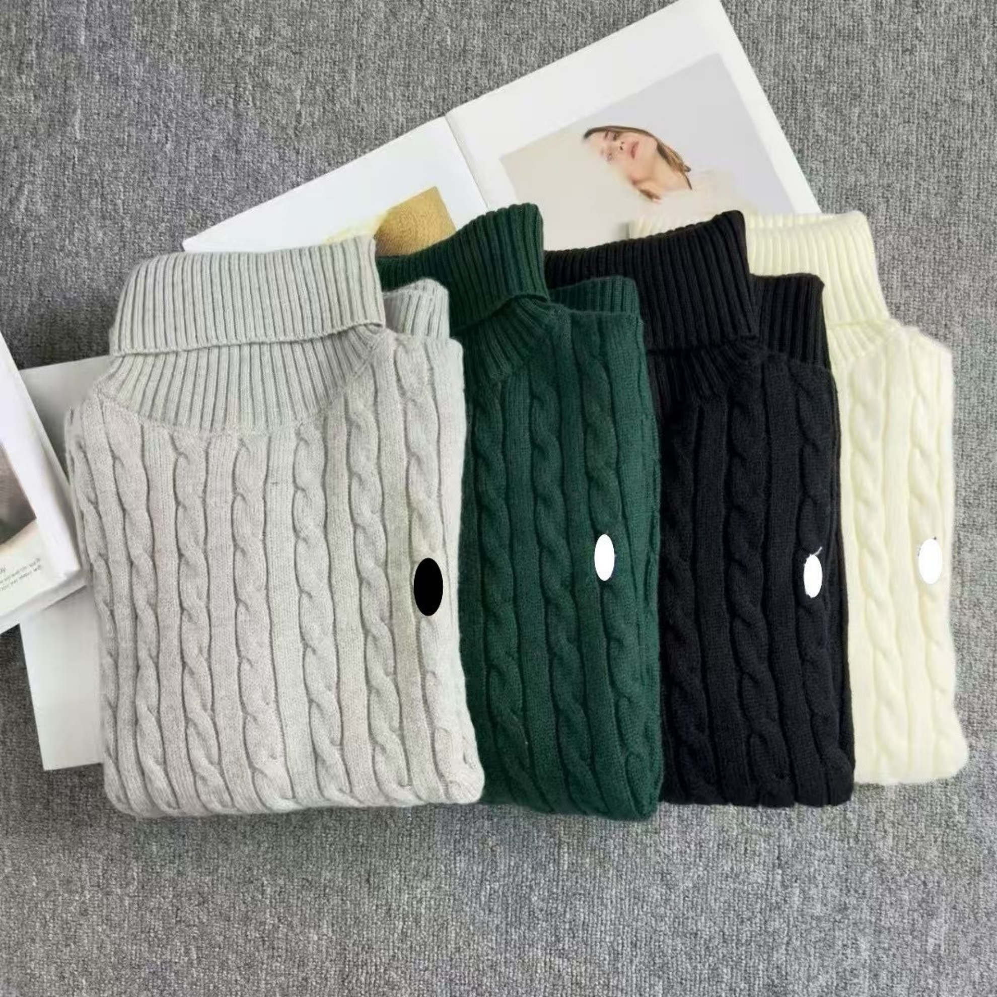 Designer sweater Womens turtleneck sweater brand classic embroidery War Horse LOGO crew neck sweater Outdoor casual sports fashion POLO retro pullover sweater