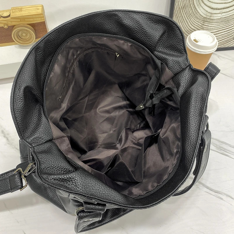 Womens Retro Roomy Shoulder Bag Quality Pu Leather Ladies Large Tote Handbag Female Black Classic Crossbody Bag 251023