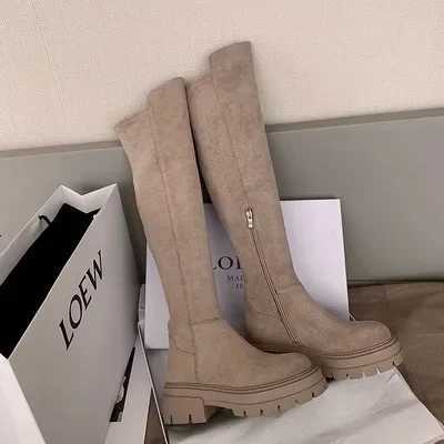 Womens Boots Thick Sole Comfort Zipper Over The Knee Autumn New High Top Knight Boots Anti Slip Outdoor Fashion Long Boots W251024