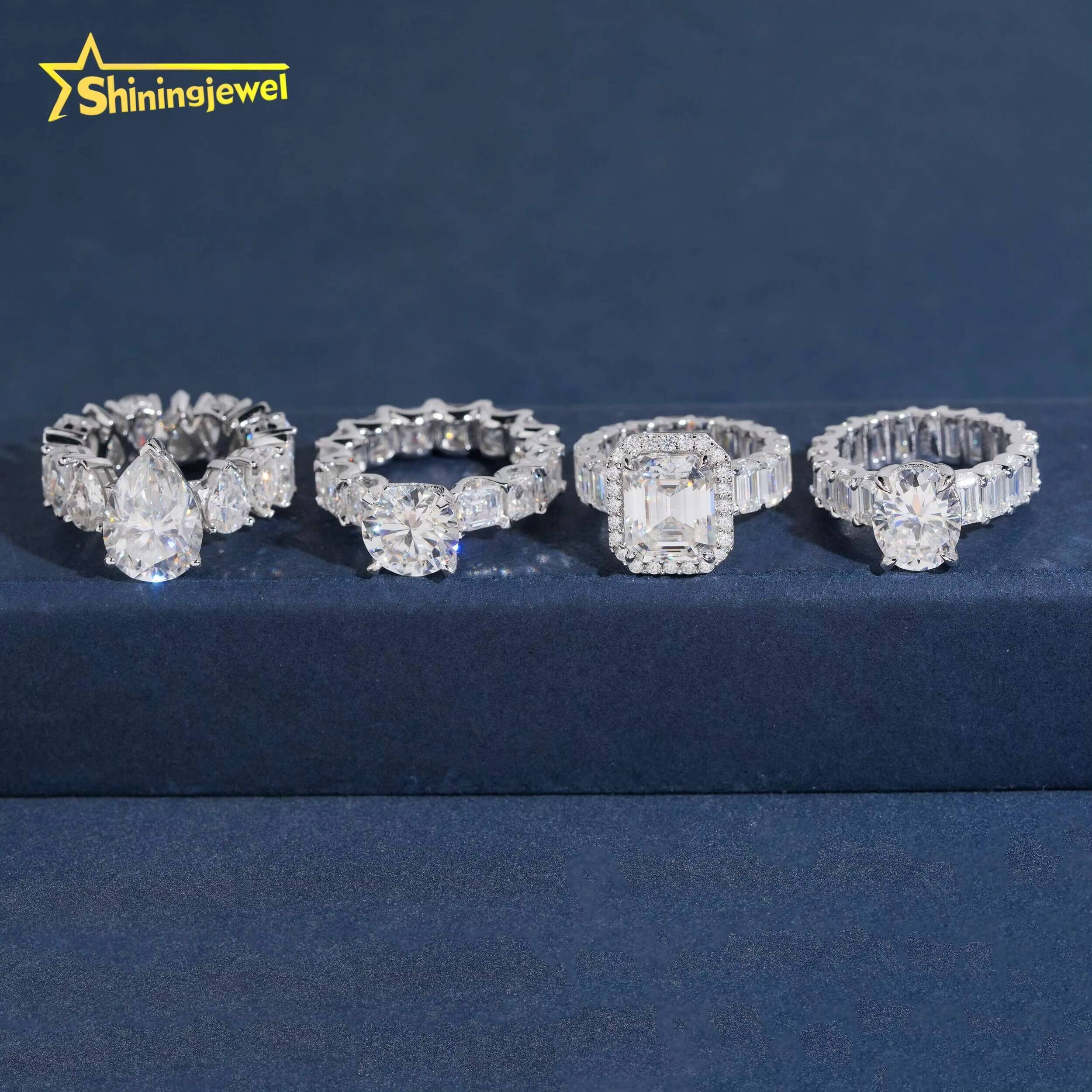 New Design Trendy 925 Sliver Women Engagement Ring Iced Out Big Diamond VVS Moissanite Fine Hop Jewelry Wedding Ring