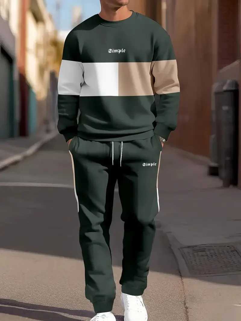 The new mens hoodie set for Spring and Autumn 2025 is a casual fashionable soft and comfortable 3D letter pattern printT251024