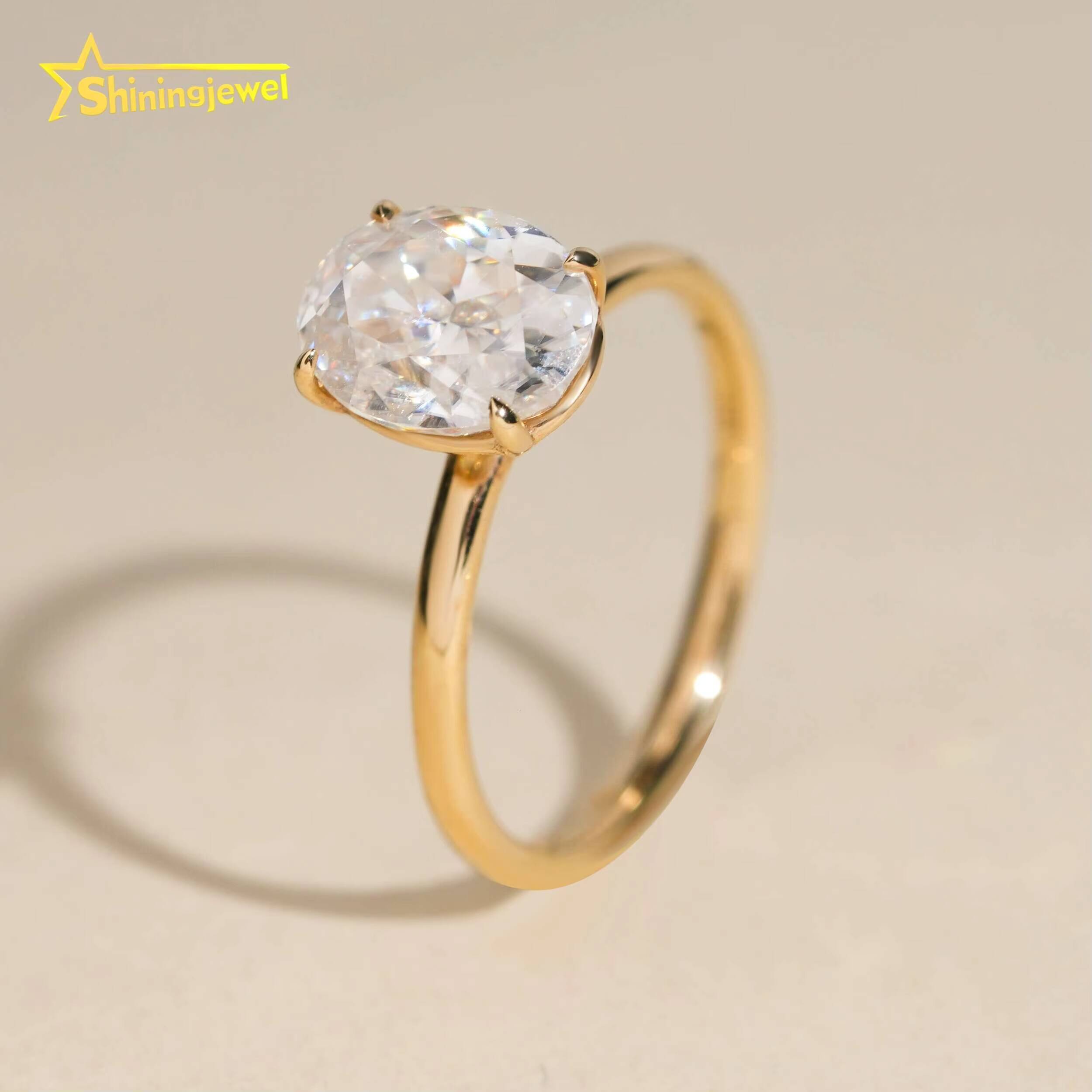 14k Solid Gold Solitaire Engagement Wedding Pass Diamond Test Moissanite Lab Diamonds Wedding Ring for Women