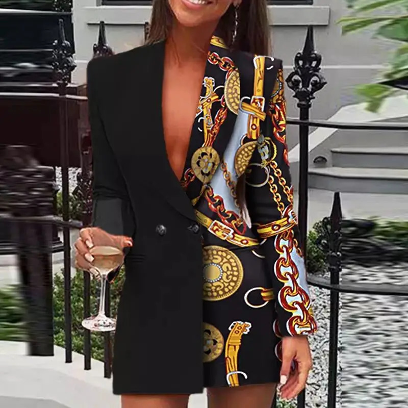 Blazer Dress Women Elegant Mini Work Club Colorblock Sequin Long Sleeve Party Mini Party Club Vestidos Streetwear Dresses 251020