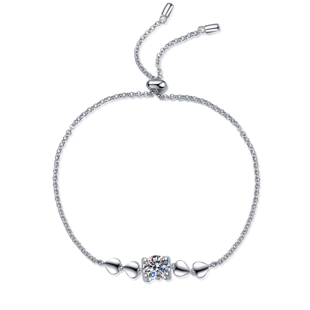DHCollections-- Moissanite Dia S Sterling Sier for Women Plated PT950 Gold Fashion Bracelet Elegant Straight
