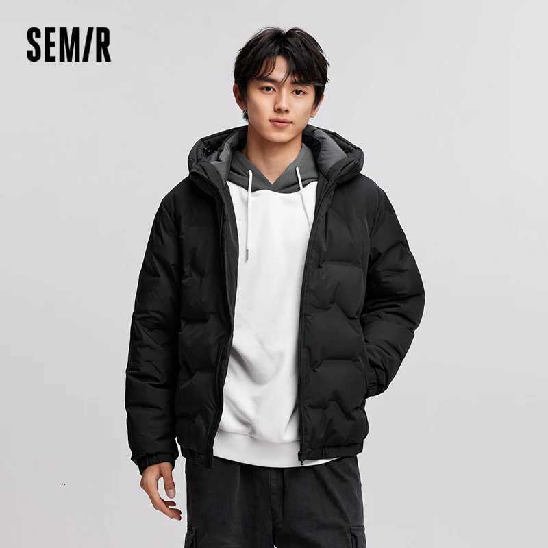 Semir Down Jacket Men 2024 New Waterproof Hooded Outerwear Winter Clothing Solid Color Versatile DirectInjection Down Thickened Z251024