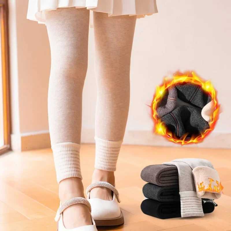 Winter Warm Children Girls Leggings Thick Padded Simple Solid Pants Kids Girl Plus Velvet Pants Children Trousers 115 YearsT251024