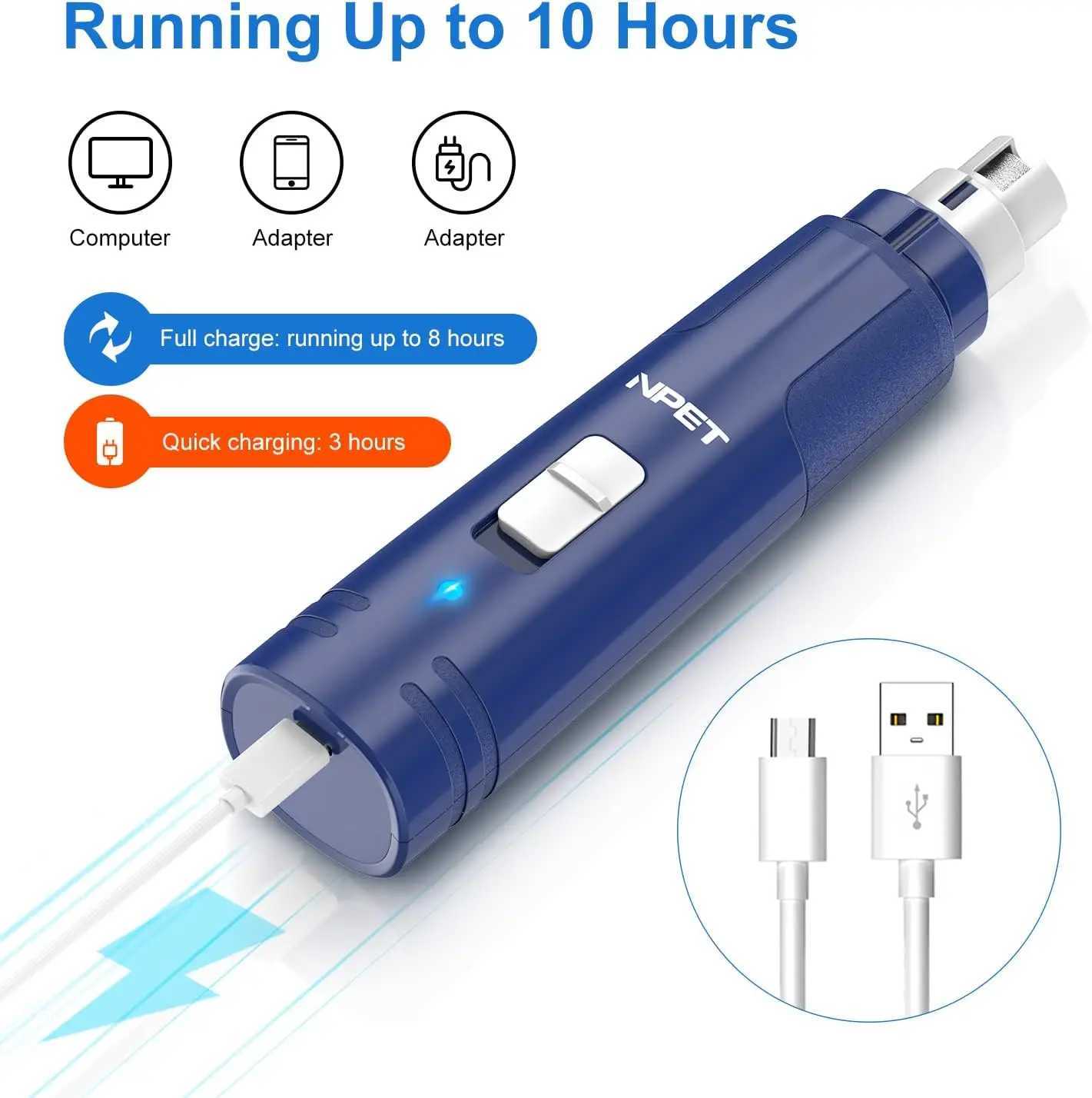 NPET Dog Nail Grinder with Guard 2 Speed Pet Nail Trimmer with LED Light Powerful Paw Grooming for Small Medium Cats Dogs Z20251024