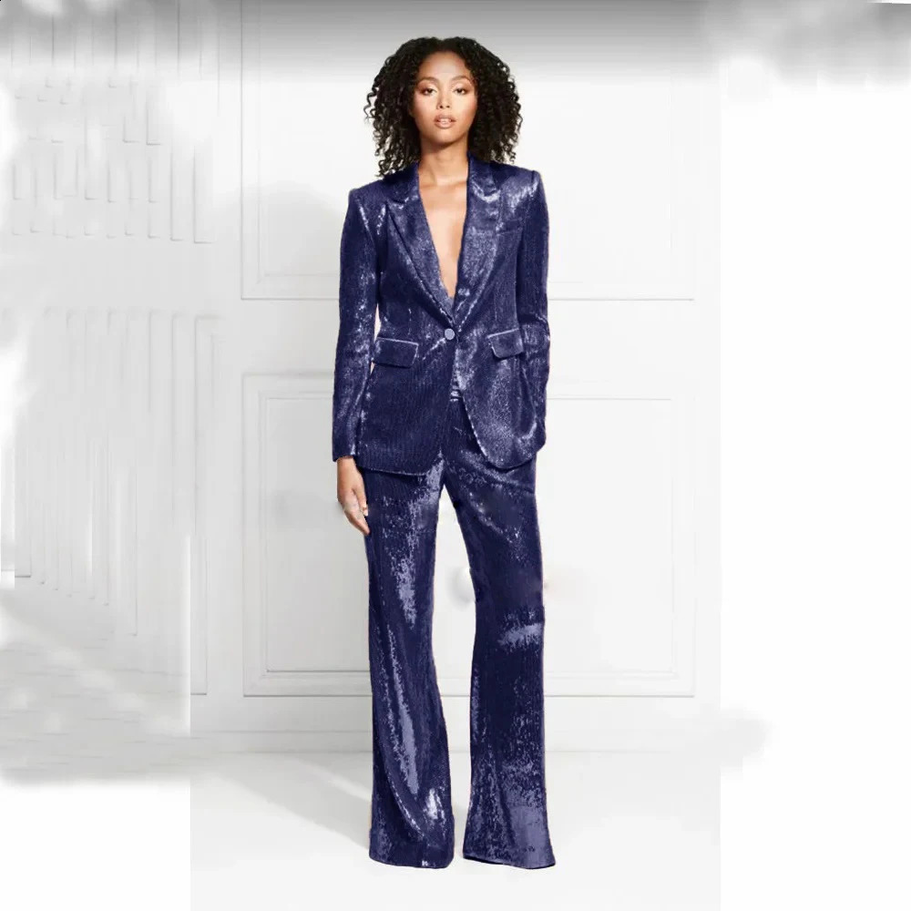 Womens Suit 2piece Woman Elegant Chic Sequined Ven in Matching Groups Of Pant Blazer Suit Lady Sets Prom Clothes 251023
