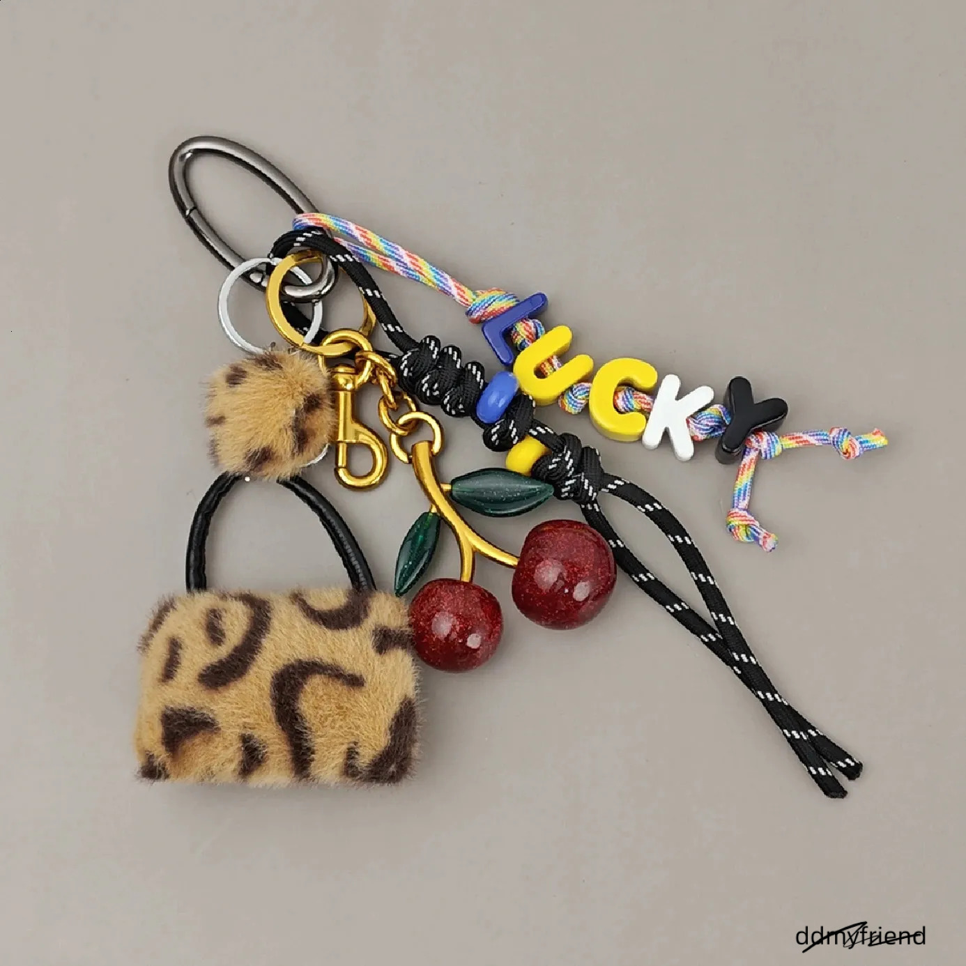 Lucky Delicious Red Cherry Fruits Charm Exquisite Key Chain For Women Men Girs Bag Purse Pendant Accessories Gift 250122 Ddmyfriend